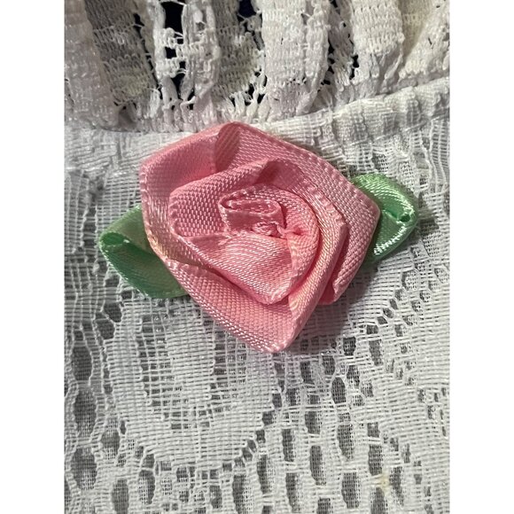 Vintage Toddler Girls 4T Blue Velvet Lace Dress Long Sleeve Party Holiday Used - Picture 4 of 16